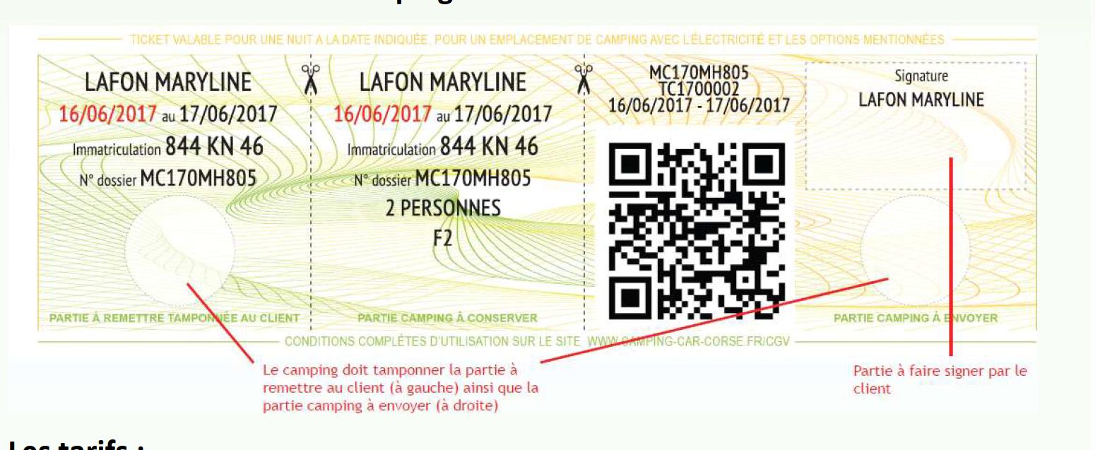 Exemple ticket camping CCC